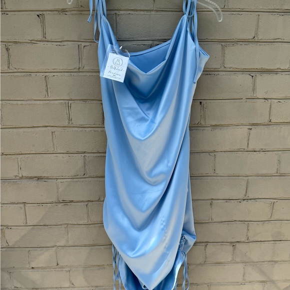 NWT Half Island Fashion Blue Satin Mini Cinch Dress Size XL - Picture 6 of 16